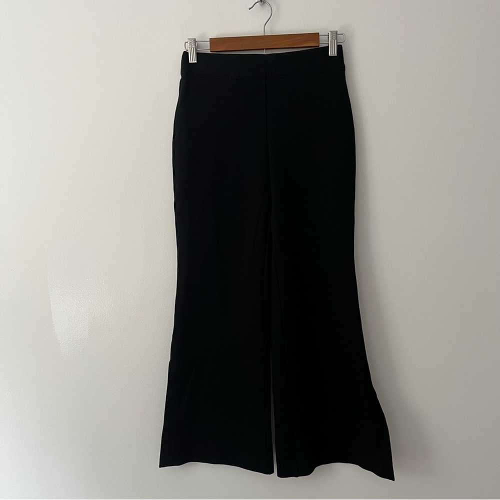 Spanx The Perfect Pant Double Split Wide Leg Black Pull On Ponte Knit P Small